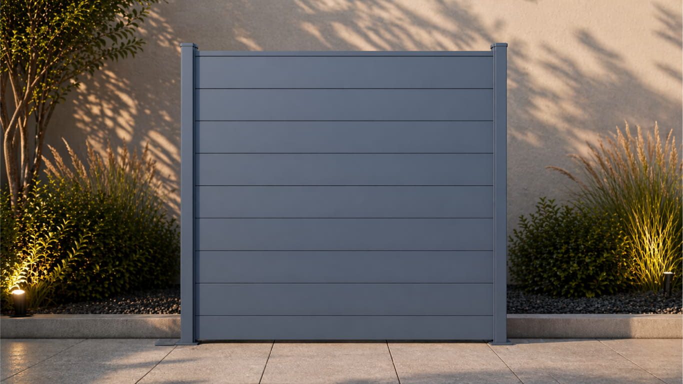 Kit clôture aluminium lames pleines Gris RAL7016