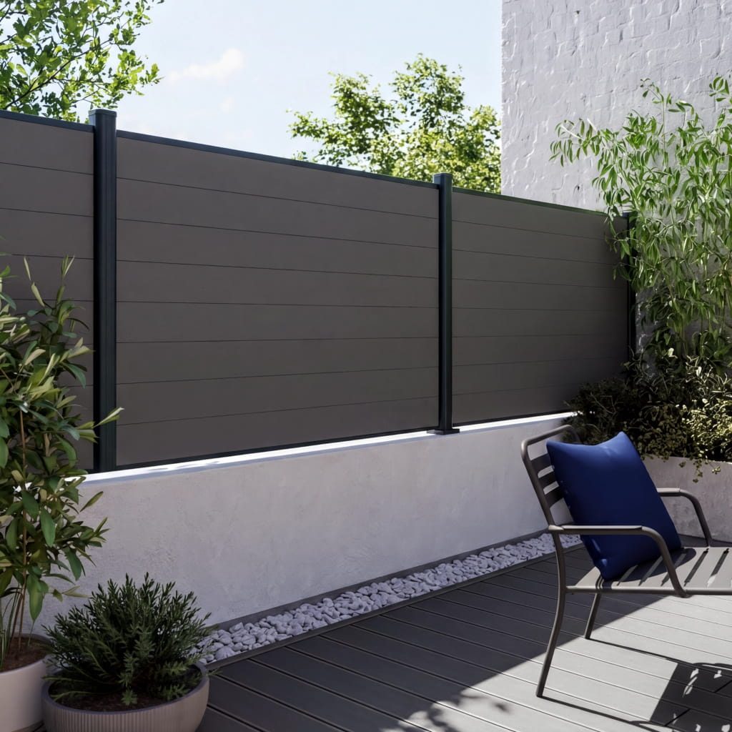 Kit clôture composite lames pleines Gris