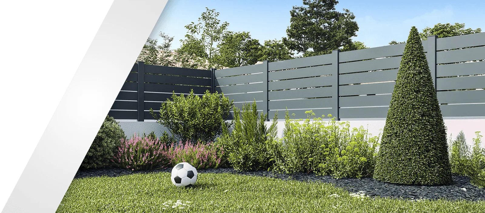 Kit clôture aluminium lames persiennes Blanc RAL9010