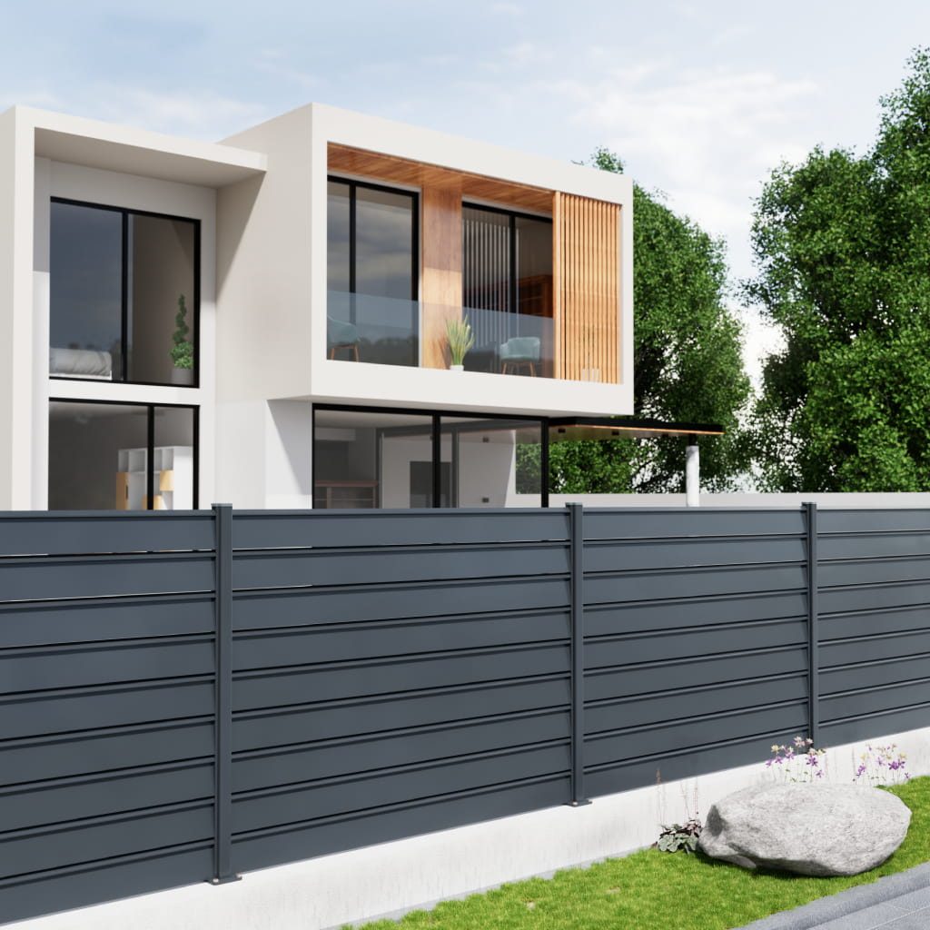 Kit clôture aluminium lames ECO Gris RAL7016