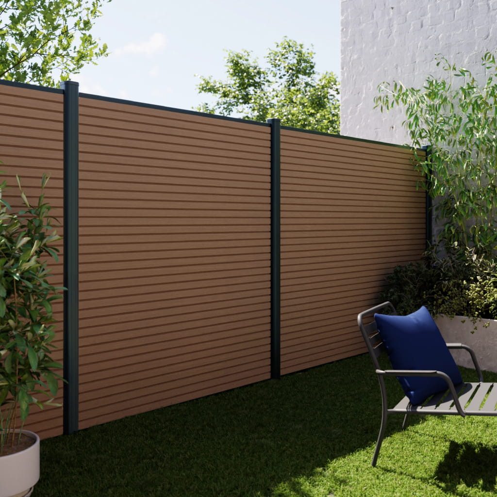 Kit clôture composite lames claustra Effet bois