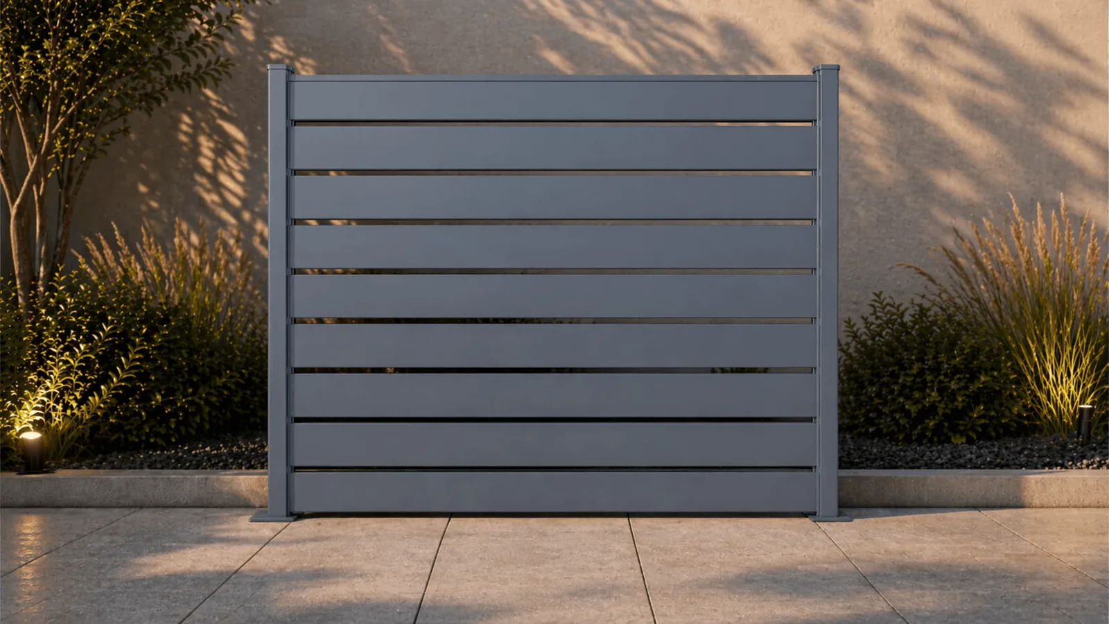 Kit clôture aluminium lames ajourées Gris RAL7016