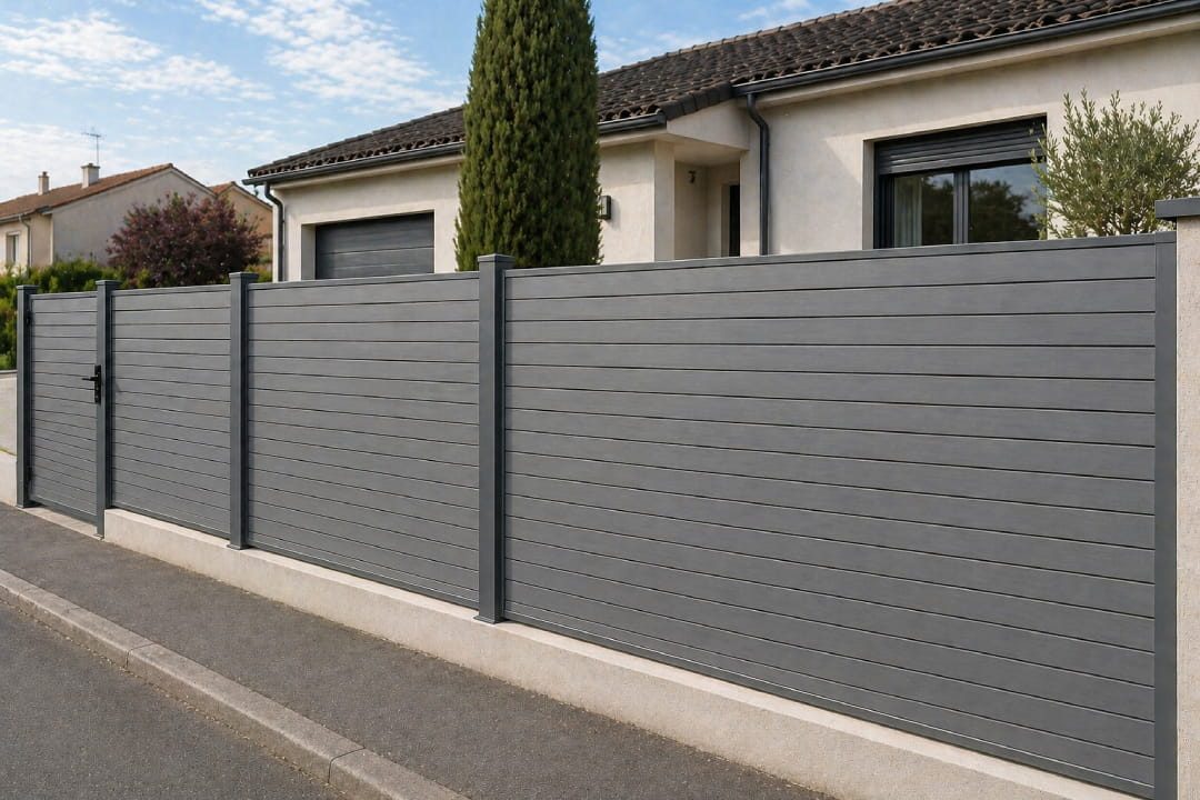 Kit clôture composite lames claustra Gris